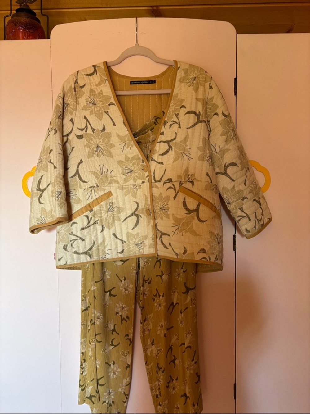 Gudrun Sjoden Cream & Mustard Floral Quilted Pantsuit